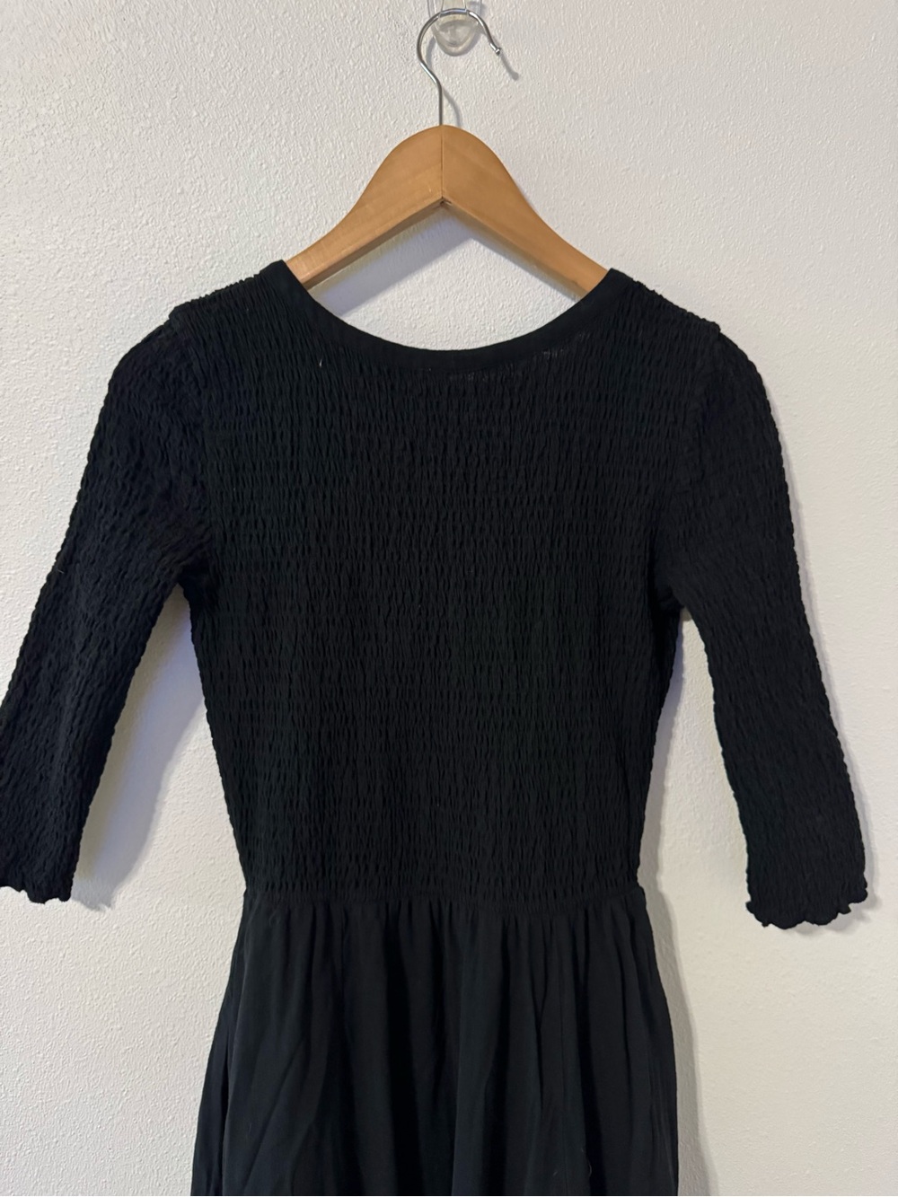 Free People Perfect Solution Maxi Dress Black Smock Lace-Up Long Sleeve-Small - Picture 7 of 13
